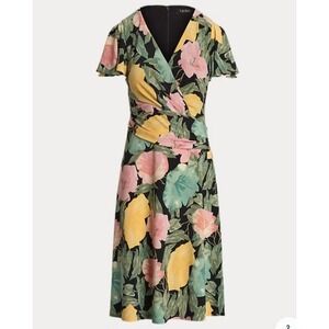 Lauren Ralph Lauren‎ Womens Floral Stretch Jersey Surplice Dress Women Size 8